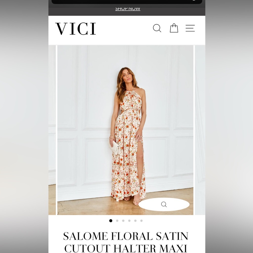 Salome floral satin cutout halter maxi dress